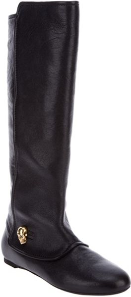 Alexander Mcqueen Knee Length Boot in Black - Lyst