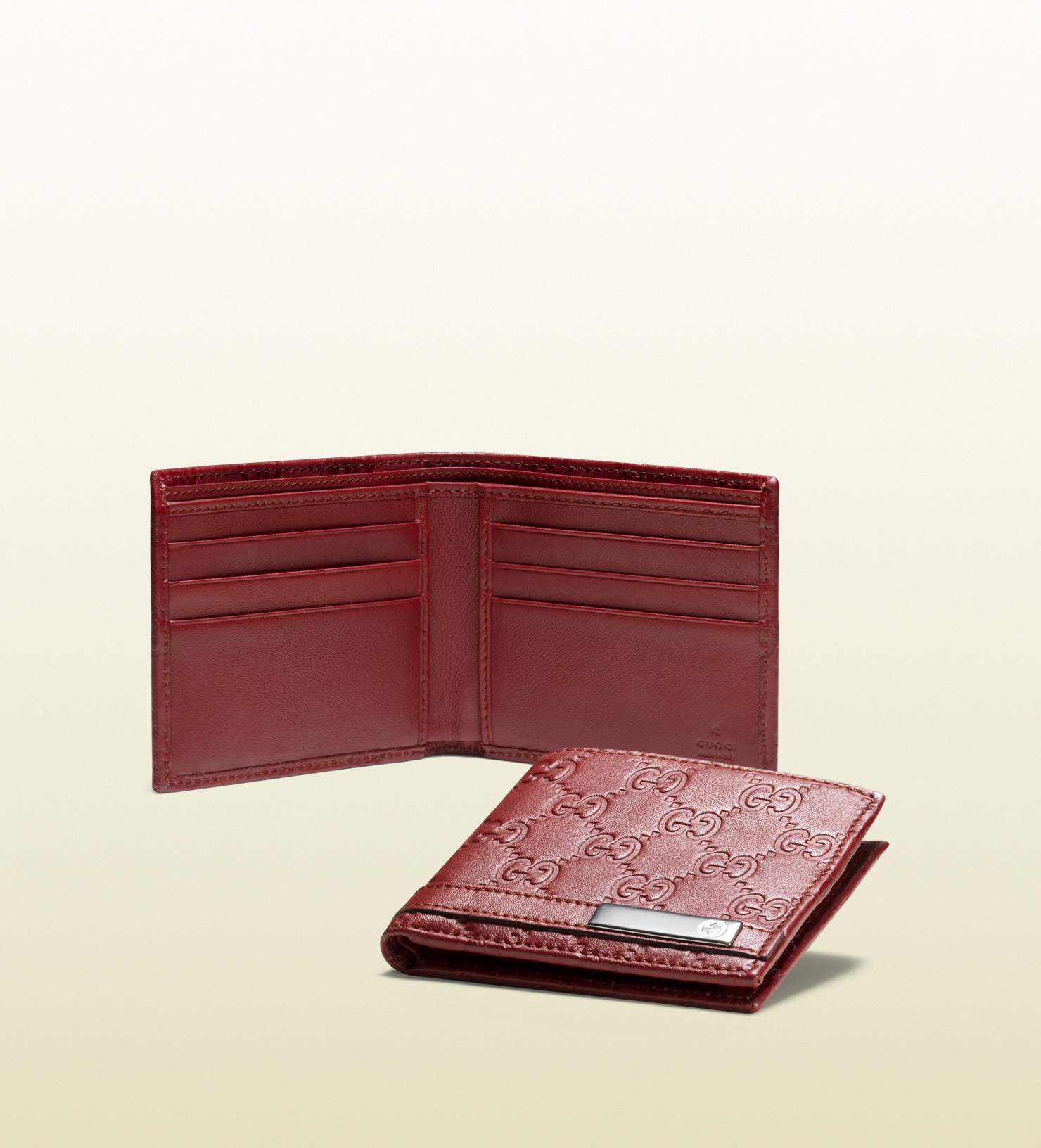 Gucci Metal Bar Bifold Wallet in Red for Men (bordeaux) | Lyst