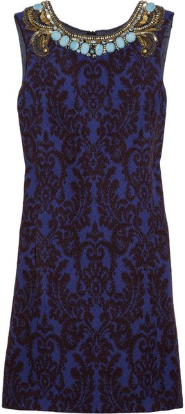 Matthew Williamson Embellished Jacquard Dress in Blue - Lyst