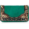 Matthew Williamson Embellished Suede Clutch in Gold (emerald) - Lyst