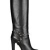 Valentino Studded Leather Knee Boots in Black - Lyst