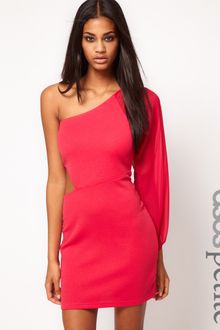 Asos Exclusive Cut Out Bodycon Dress with Chiffon Sleeve - Lyst