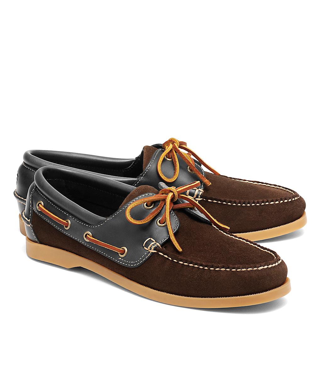 Brooks Brothers Suede and Leather Boat Shoe in Brown for