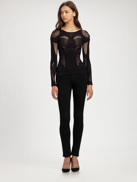 Mcq By Alexander Mcqueen Mesh Top in Black - Lyst