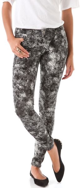 Paige Feather Print Verdugo Ultra Skinny Jeans in Gray (black) - Lyst