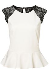 Topshop Lace Back Peplum Top