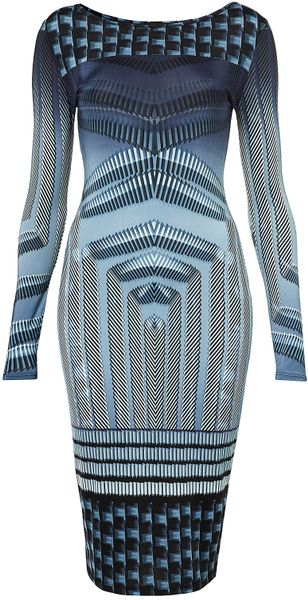 Topshop Geometric Print Bodycon Dress in Blue (multi) - Lyst