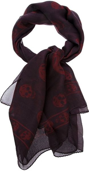 Alexander Mcqueen Skull Print Scarf in Purple - Lyst