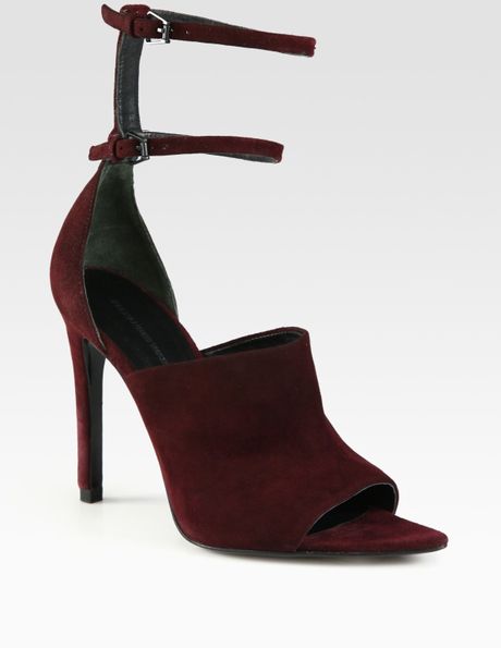 Alexander Wang Nikola Strappy Suede Pumps in Red (burgundy) - Lyst