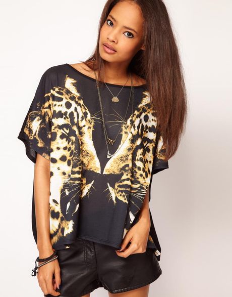 Asos Collection Asos Tshirt with Twin Leopards in Black (multi) - Lyst