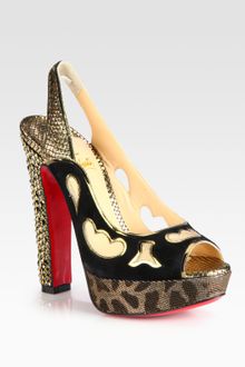 Christian Louboutin Mixed Media Crystal Heel Slingback Pumps - Lyst