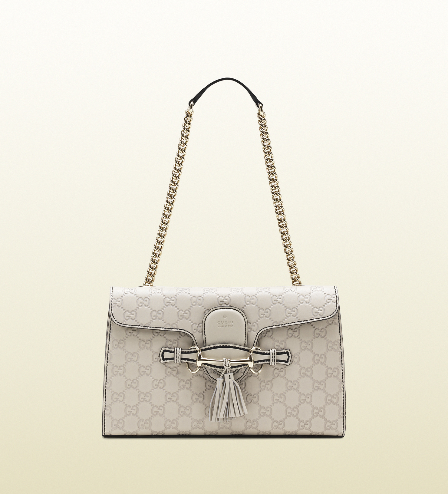 Gucci Emily Guccissima Leather Chain Shoulder Bag in Beige (white) | Lyst