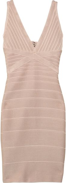 Hervé Léger V-Neck Bandage Dress - Lyst