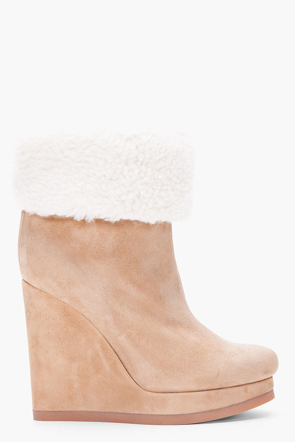 shearling wedge boots