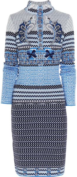 Mary Katrantzou Wool Blend Dress in Blue (sky) - Lyst
