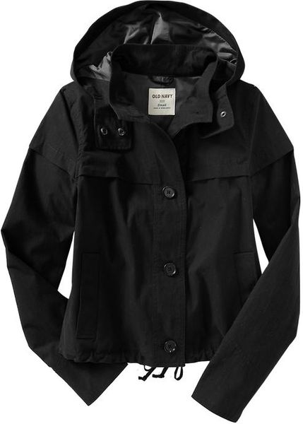 Old Navy Hooded Mockneck Drawstring Jackets in Black (black jack ...