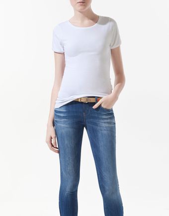 Zara Round Neck T-shirt - Lyst