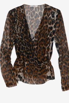 Robert Rodriguez Exclusive Faux Wrap Ruffle Blouse Leopard - Lyst