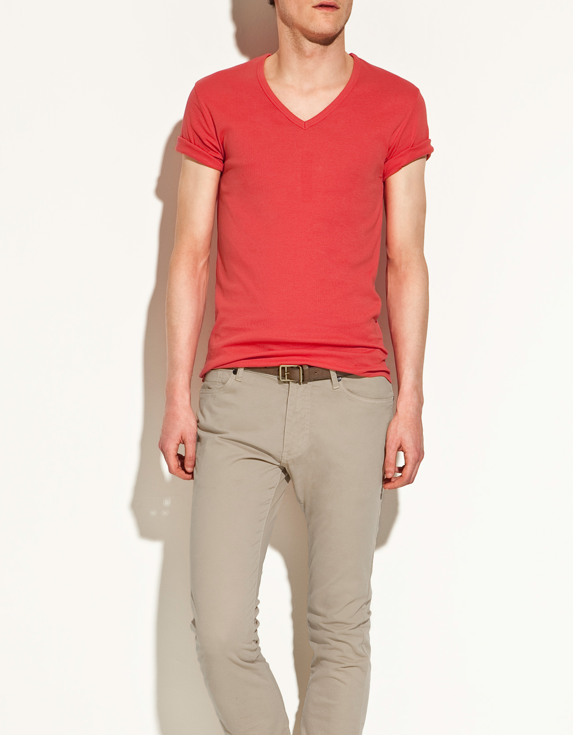 Zara Slim Fit Tshirt in Red for Men (russet) Lyst