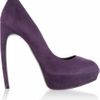 Alexander Mcqueen Suede Peep Toe Pumps in Purple (aubergine) - Lyst