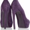 Alexander Mcqueen Suede Peep Toe Pumps in Purple (aubergine) - Lyst
