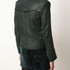Balmain Leather and Shearling Biker Jacket in Green - Lyst
