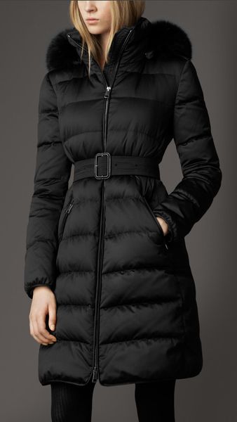 Burberry Fur Trim Puffer - Lyst