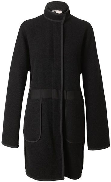 Lanvin Boiled Wool Cloth Coat in Black - Lyst