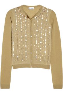RED Valentino Embellished Fineknit Wool Cardigan - Lyst
