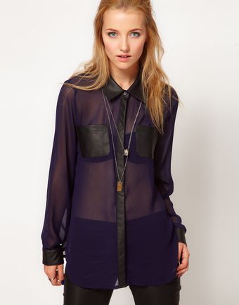 Stylestalker Night Light Sheer Chiffon Blouse - Lyst