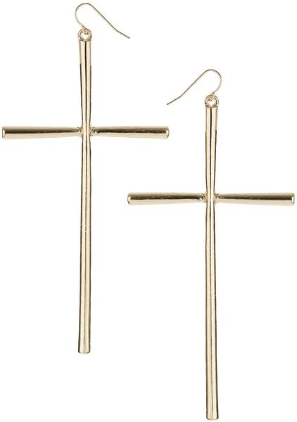 Topshop Large Cross Drops in Gold - Lyst