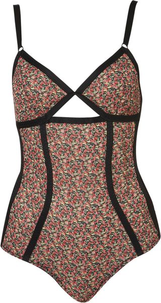 Topshop Floral Chiffon Body in Black (multi) - Lyst