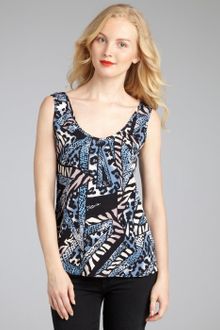 Tucker Blue Patterned Stretch Silk Low Back Tank - Lyst