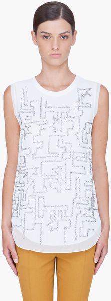 3.1 Phillip Lim White Sequin Maze Blouse in White - Lyst