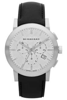 Burberry Womens Swiss Chronograph Black Leather Strap 42mm - Lyst