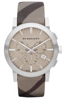 Burberry Womens Swiss Chronograph Smoke Check Fabric Strap 42mm - Lyst