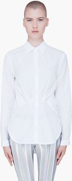 Hussein Chalayan White Pleated Front Blouse in White - Lyst
