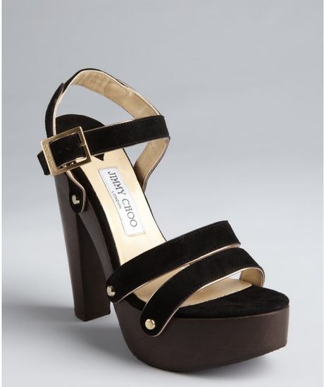 Jimmy Choo Black Suede Corliss Platform Sandals in Black - Lyst
