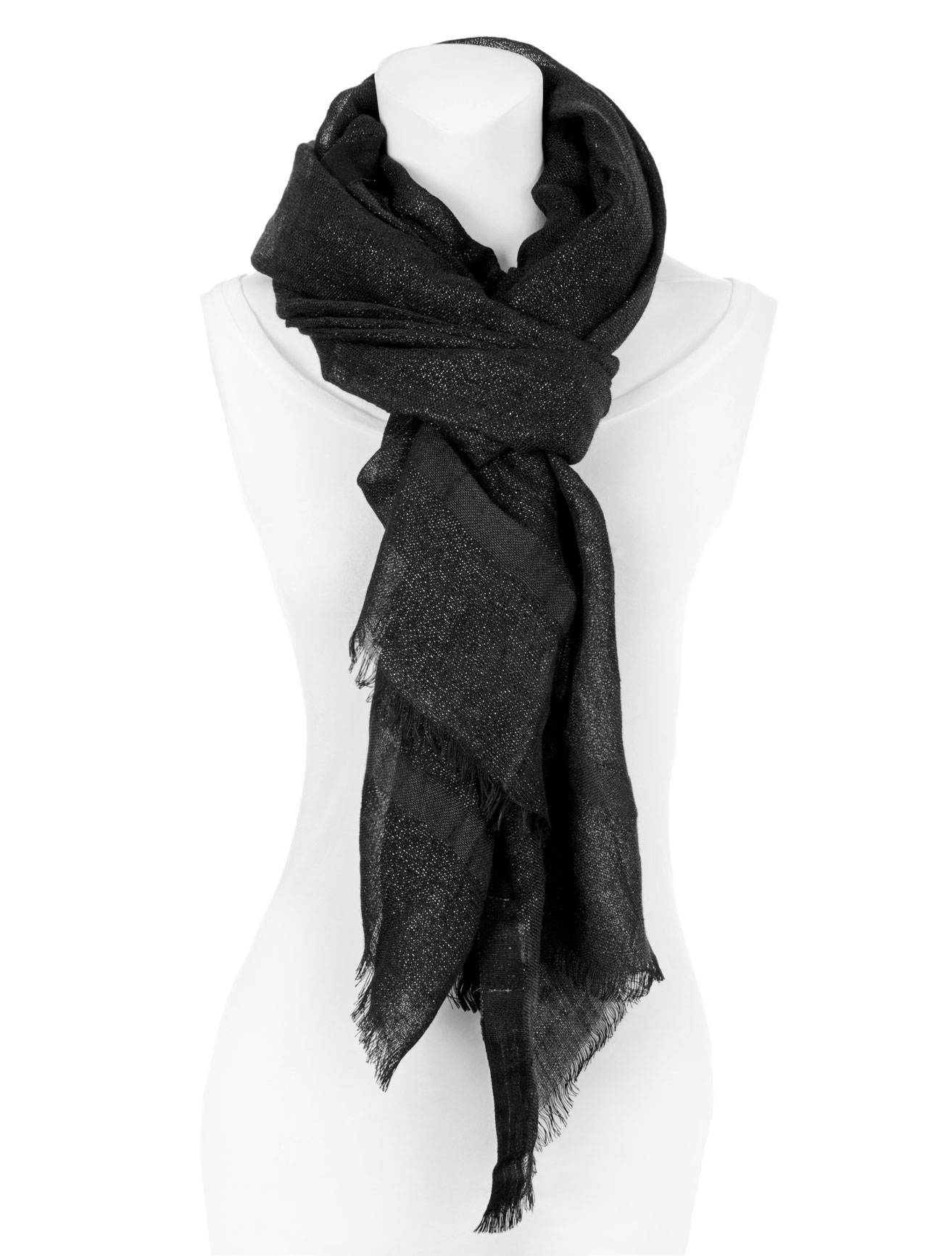 Love Quotes Linen Lurex Scarf in Black Lyst