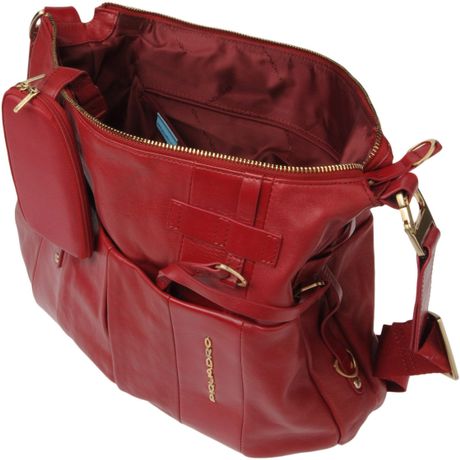 Piquadro Large Leather Bag in Red | Lyst