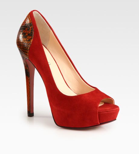 Boutique 9 Cary Suede and Embossed Leather Platform Pumps in Animal (red) - Lyst