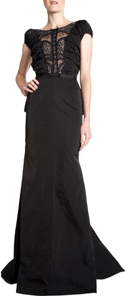 Nina Ricci Lace Neck Gown in Black - Lyst