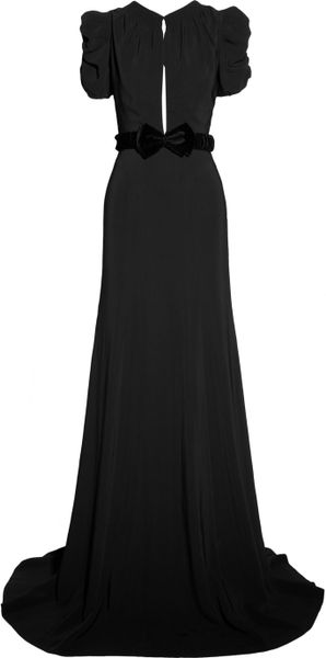 Burberry Prorsum Belted Crepe Gown in Black - Lyst