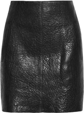 Carven Textured Leather Mini Skirt - Lyst