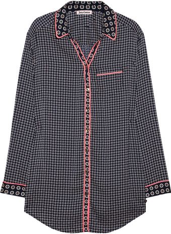 Juicy Couture Printed Brushed Satin Pajama Shirt - Lyst