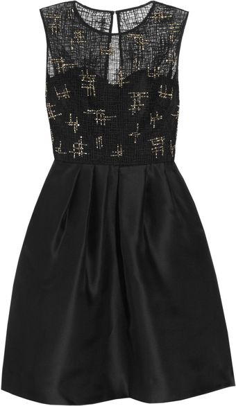 Lela Rose Beaded Lace and Organza Dress - Lyst