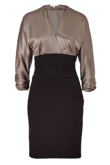 Paule Ka Sepiablack Draped Combo Dress - Lyst
