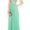 Rachel Gilbert Sonya Sequined Bodice Silk Crepe Gown in Green (mint) - Lyst