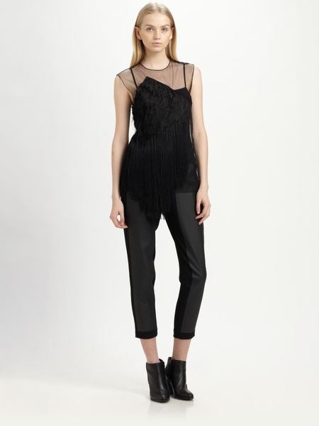 Alexander Wang Layered Tulle Embroidered Top in Black - Lyst