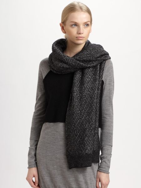 Alexander Wang Long Wool Scarf in Gray (black) - Lyst